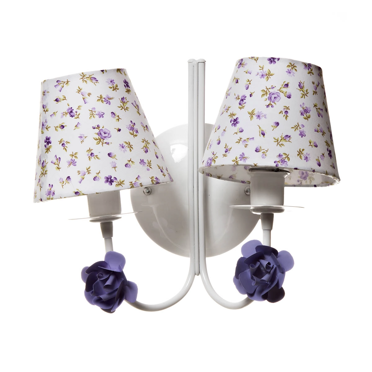 Arandela 2 Lâmpadas Flores Lilás Quarto Bebê Infantil