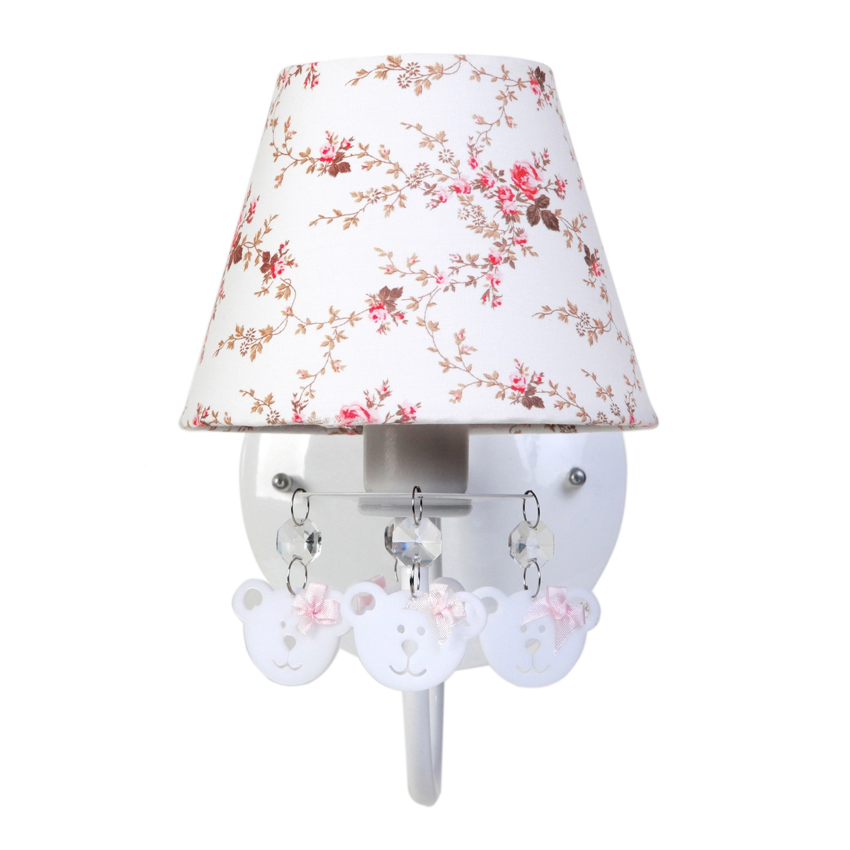 Arandela 1 Lâmpada Ursinhas Rosa Quarto Bebê Infantil