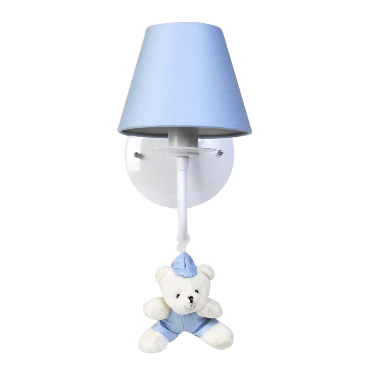 Arandela 1 Lâmpada Ursinho De Boné Azul Quarto Bebê Infantil