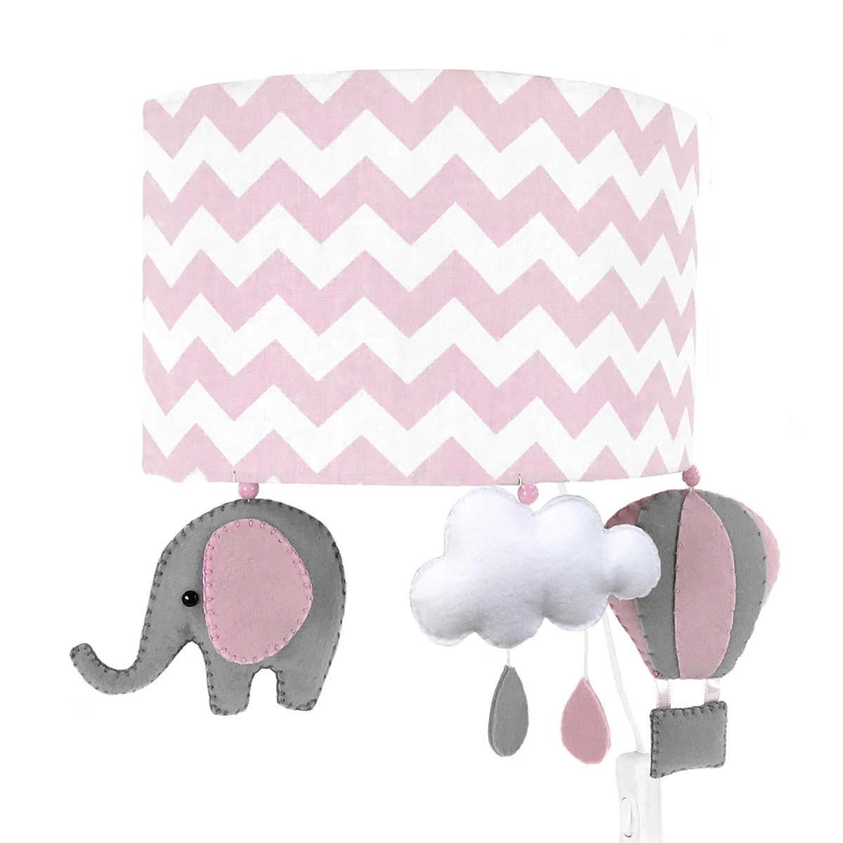 Arandela Meia Lua Elefante Balão Rosa Quarto Bebê Infantil
