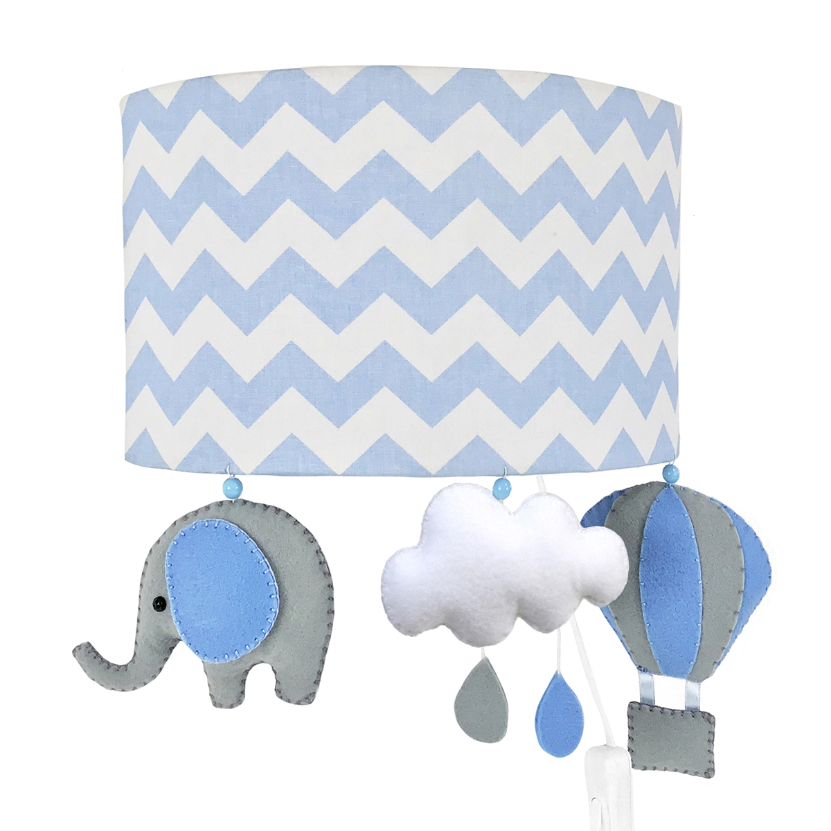 Arandela Meia Lua Elefante Balão Azul Quarto Bebê Infantil