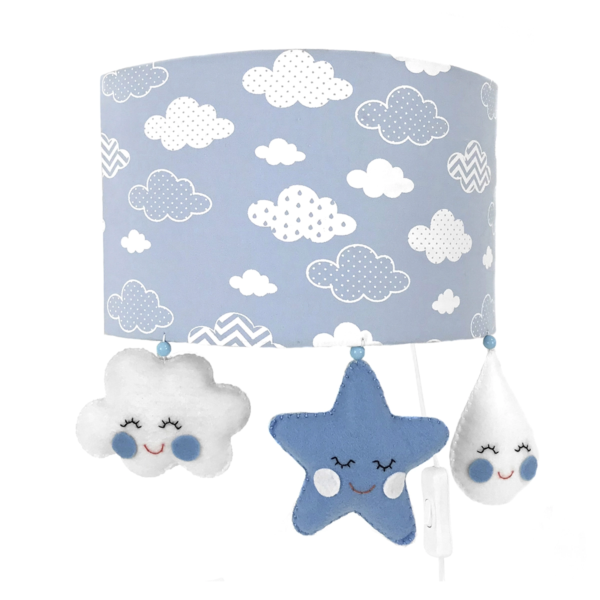Arandela Meia Lua Chuva De Amor Azul Quarto Bebê Infantil