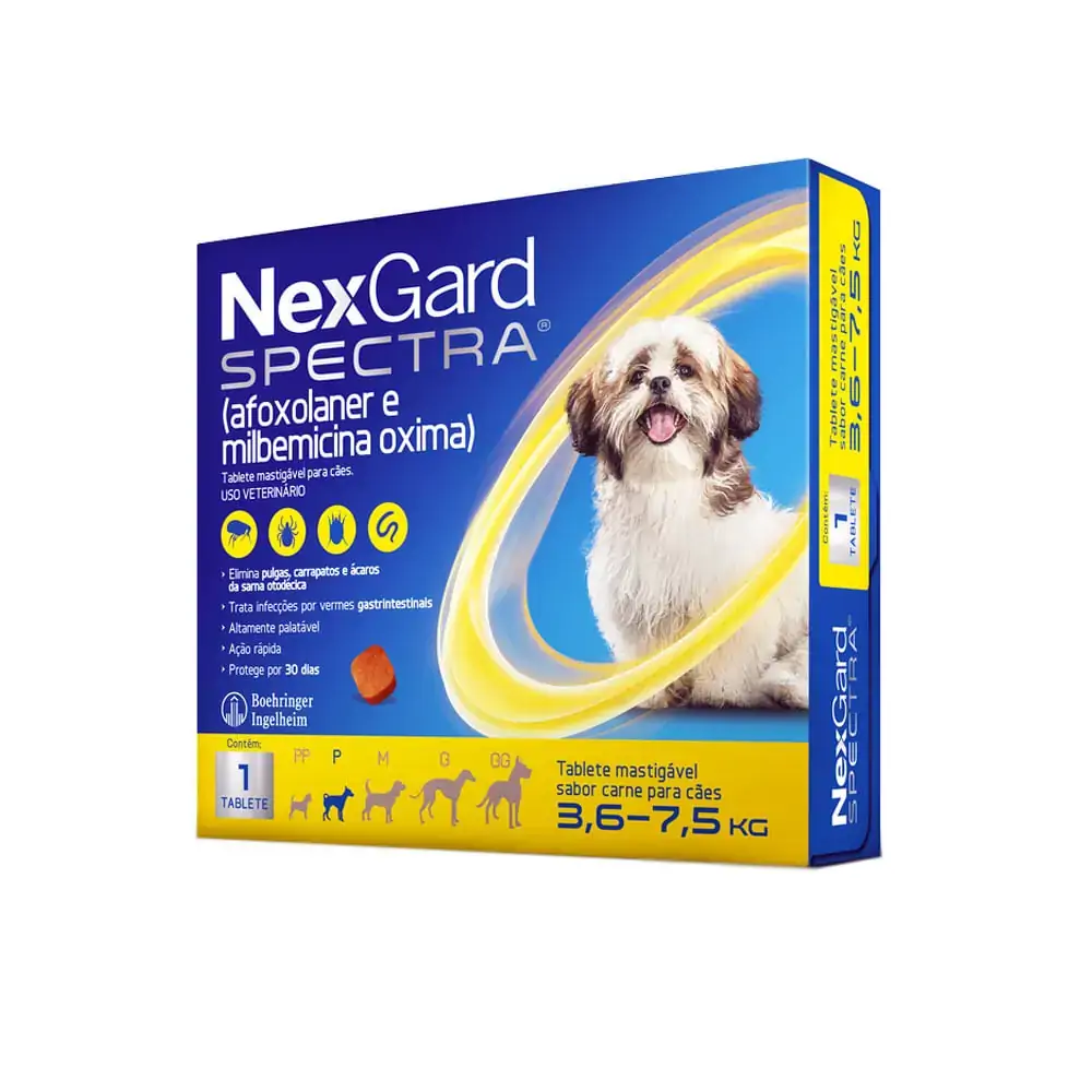 Antipulgas e Carrapatos NexGard Spectra para Cães de 3,6 a 7,5kg 1 Tablete