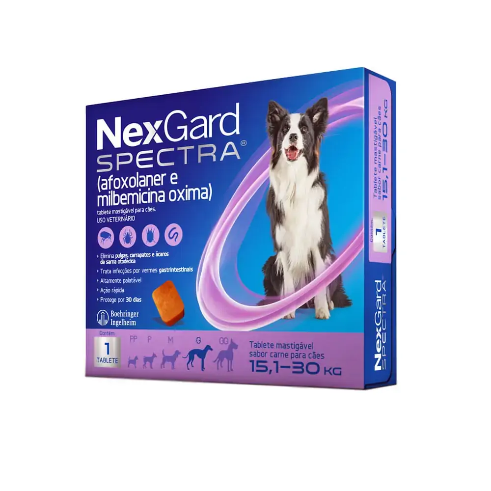 Antipulgas e Carrapatos NexGard Spectra para Cães de 15,1 a 30kg 1 Tablete
