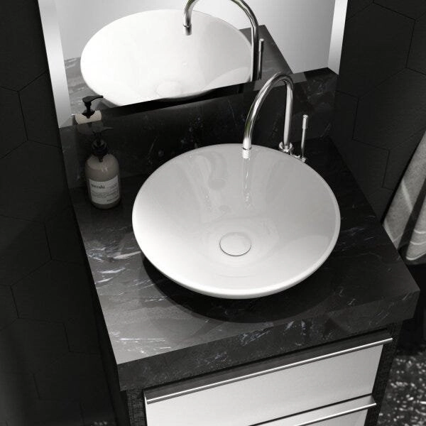Lavatório Em Porcelanato Para Banheiro 50cm Top Para Cuba De Apoio Black