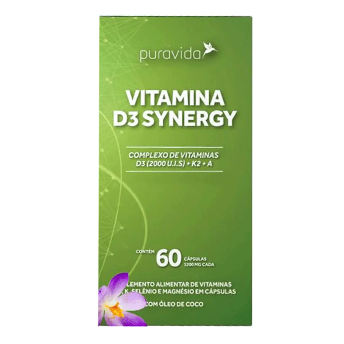 Synergy Puravida, D3 2.000ui, K2 Mk7, 60 Cap, Pura Vida