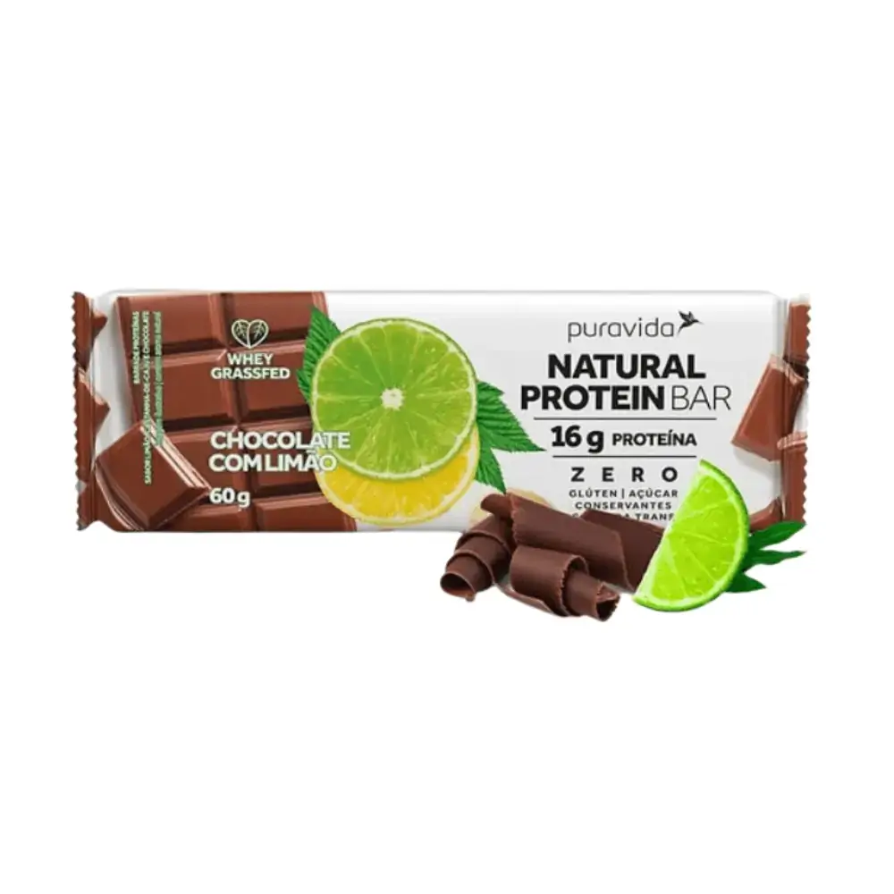 Barra de Proteína Chocolate e Limão Vegana Puravida 60g