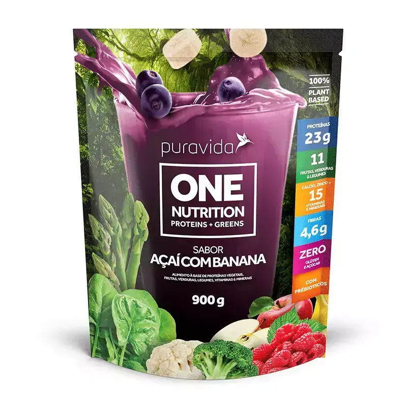 One Nutrition Vegan Protein Açaí com Banana Puravida 900g