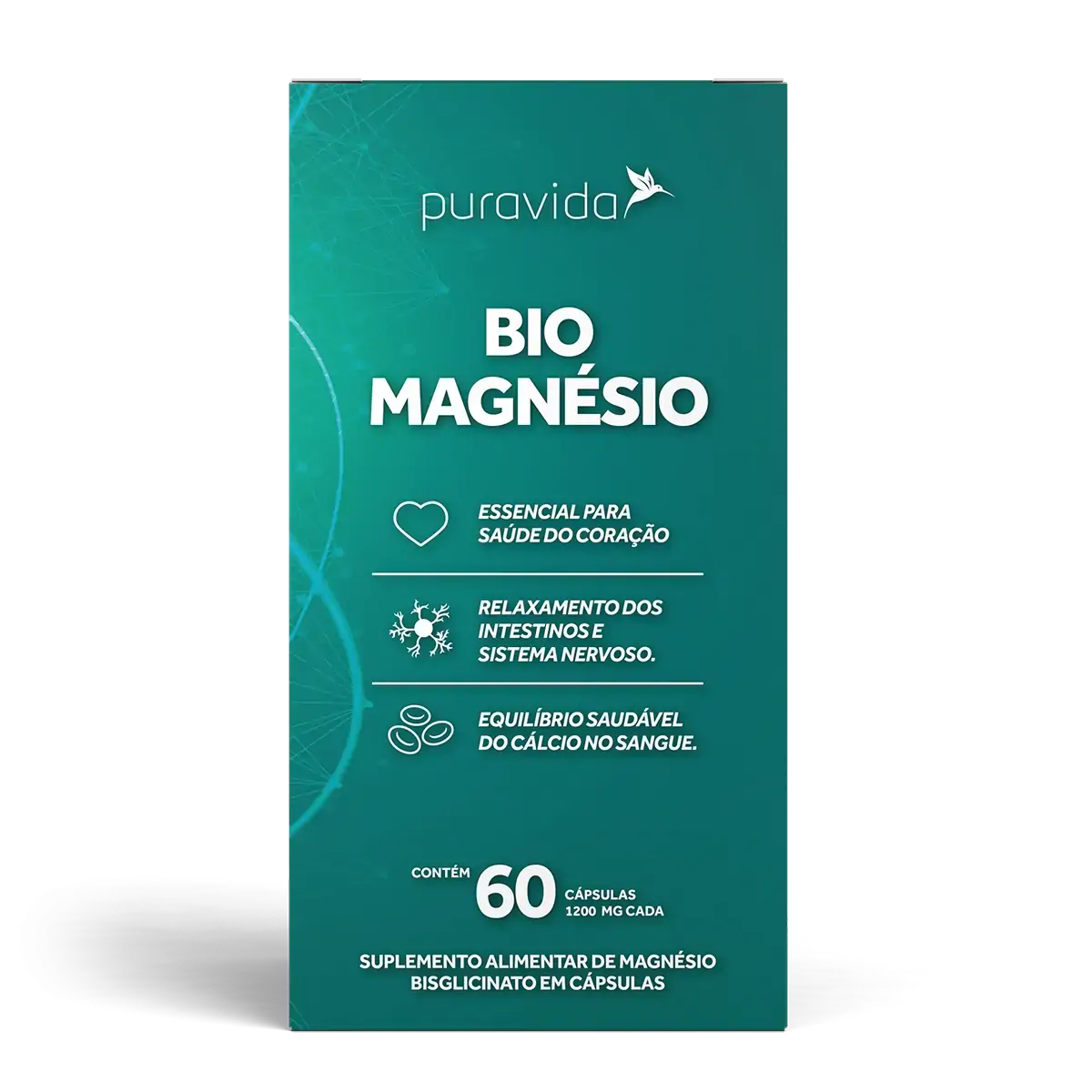 Bio Magnésio 60 Cáps 1200mg Pura Vida