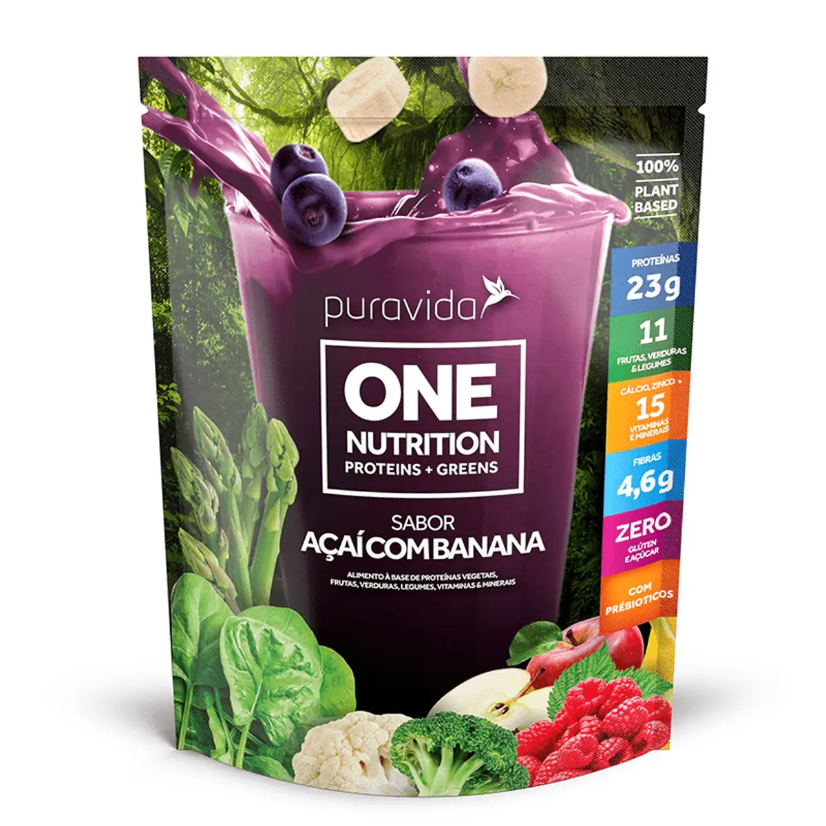 One Nutrition Vegan Protein Açaí com Banana Puravida 450g
