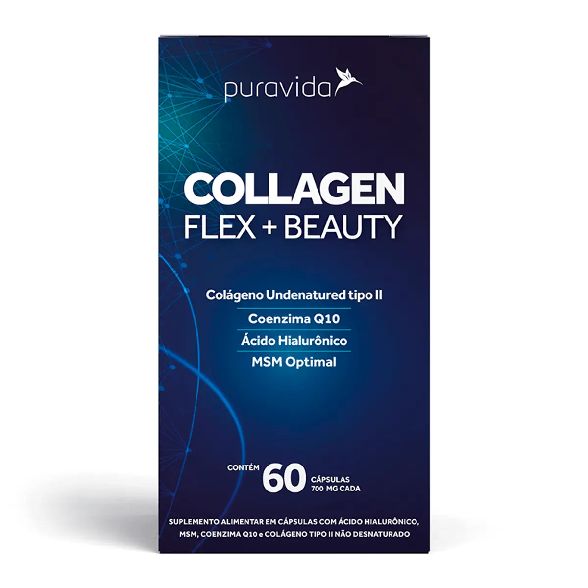 Collagen Flex Beauty com CoQ10 e Ácido Hialurônico Puravida 60 Cápsulas
