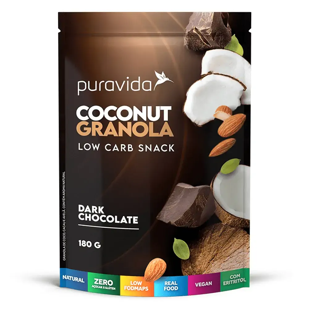Coconut Granola Dark Chocolate, 180g, Puravida