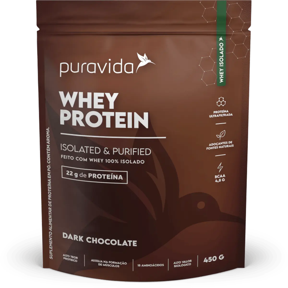 Whey Protein Isolated Nat Dark Choc Pura Vida 450g