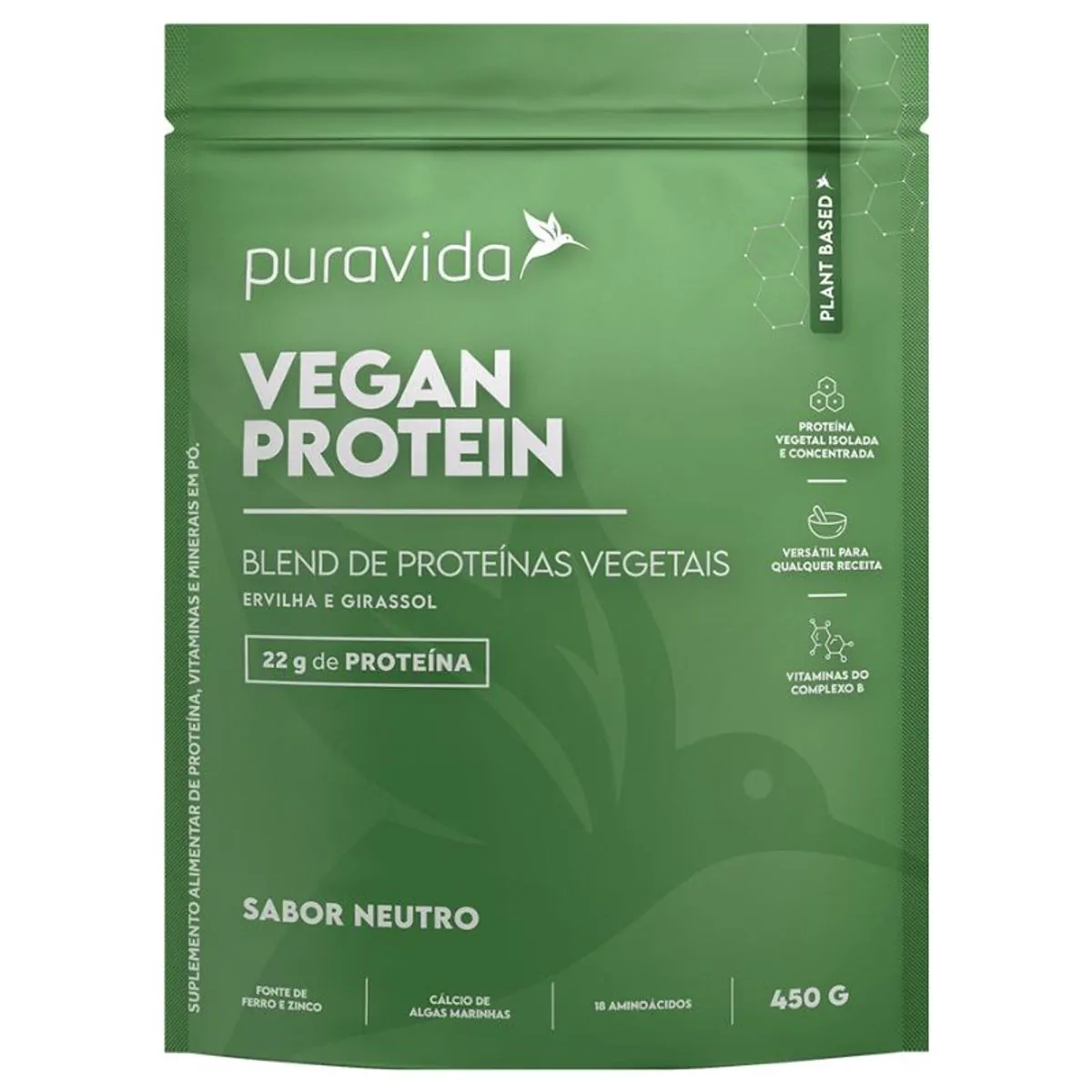 Whey Protein Vegan Neutro Pura Vida 450g