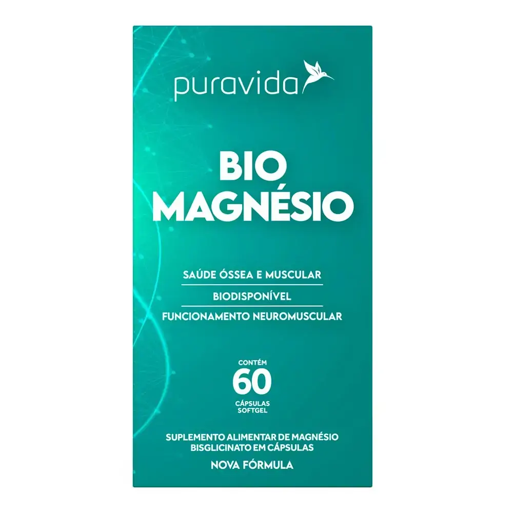 Bio Magnésio Puravida Caixa 72g 60 Cápsulas Softgel