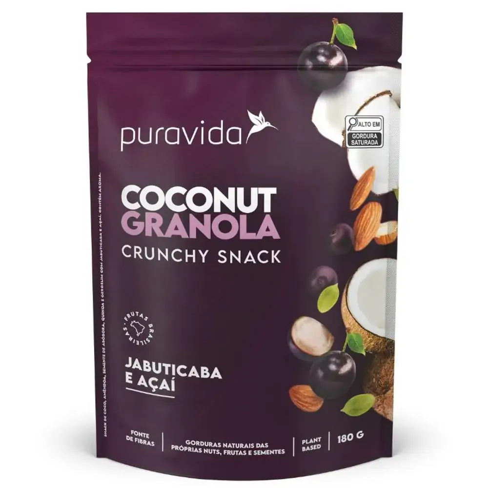 Coconut Granola Pura Vida Pouch 180g Jabuticaba E Acai