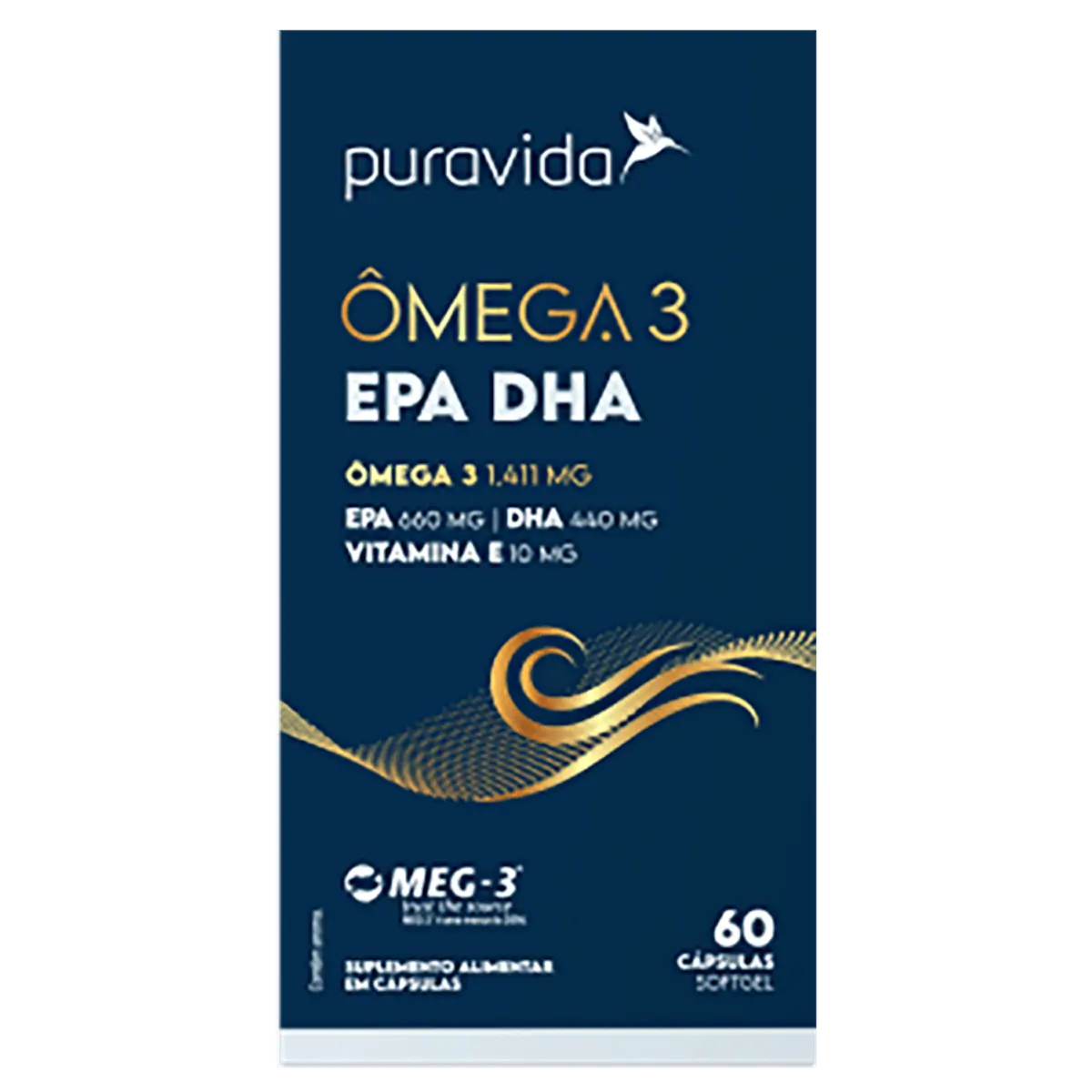ômega 3 Epa Dha 660mg Puravida Caixa 60 Cápsulas Softgel
