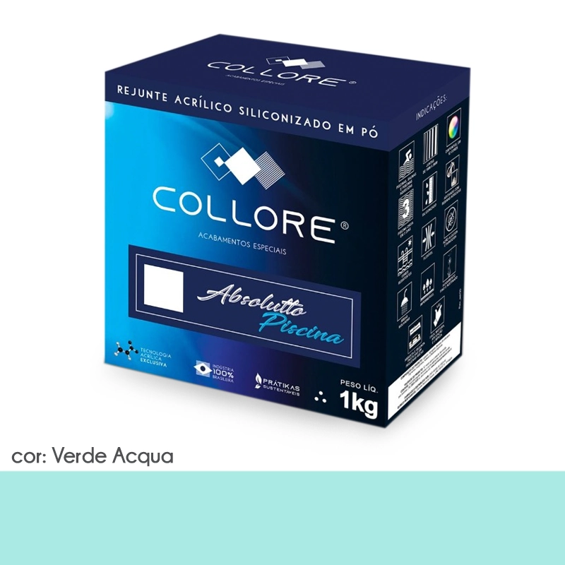 Rejunte para Piscina Collore Prátiko Siliconado cor Verde Acqua - Prátiko - 1kg