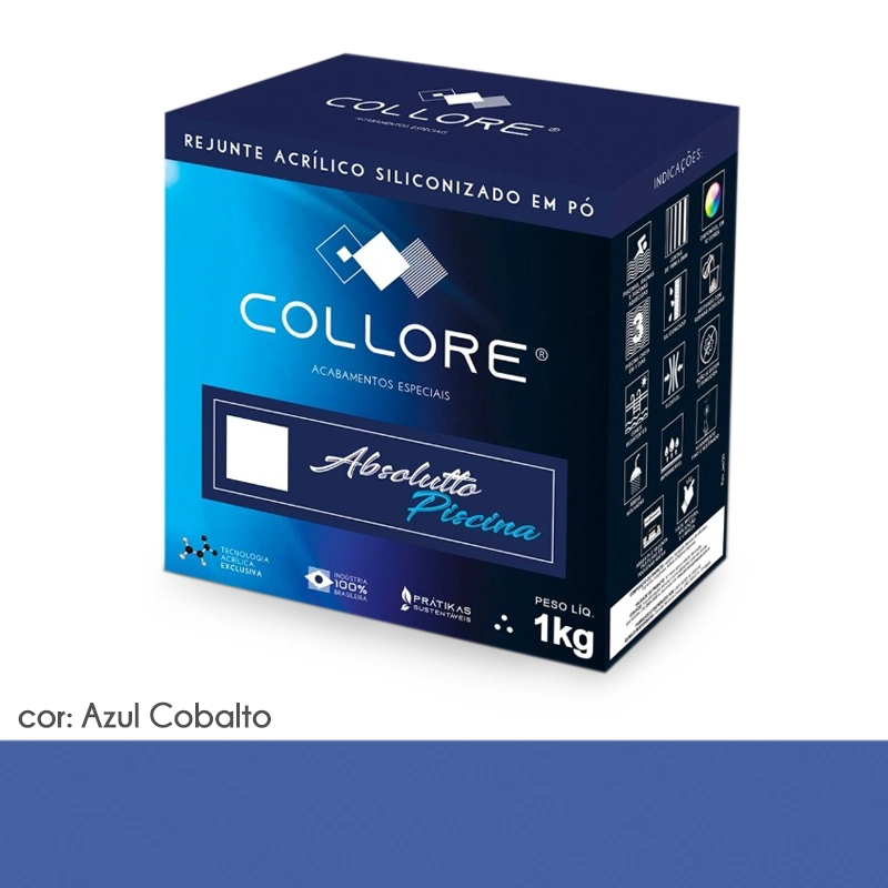Rejunte para Piscina Collore Prátiko Siliconado cor Azul Cobalto - Prátiko - 1kg