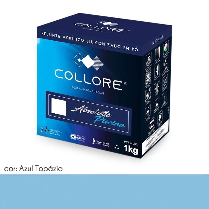 Rejunte para Piscina Collore Siliconado cor Azul Topázio - Prátiko - 1kg
