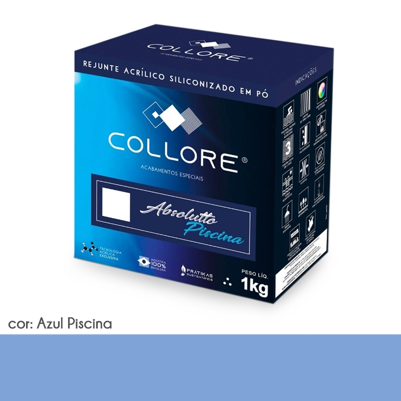 Rejunte para Piscina Acqualeste Siliconado cor Azul Piscina - 1kg