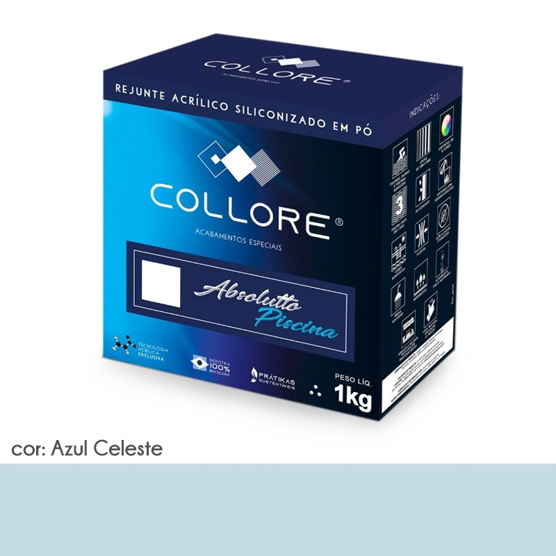 Rejunte para Piscina Acqualeste Siliconado cor Azul Celeste - 1kg