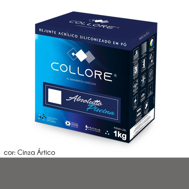 Rejunte para Piscina Collore Prátiko Siliconado cor Cinza Ártico - Prátiko - 1kg