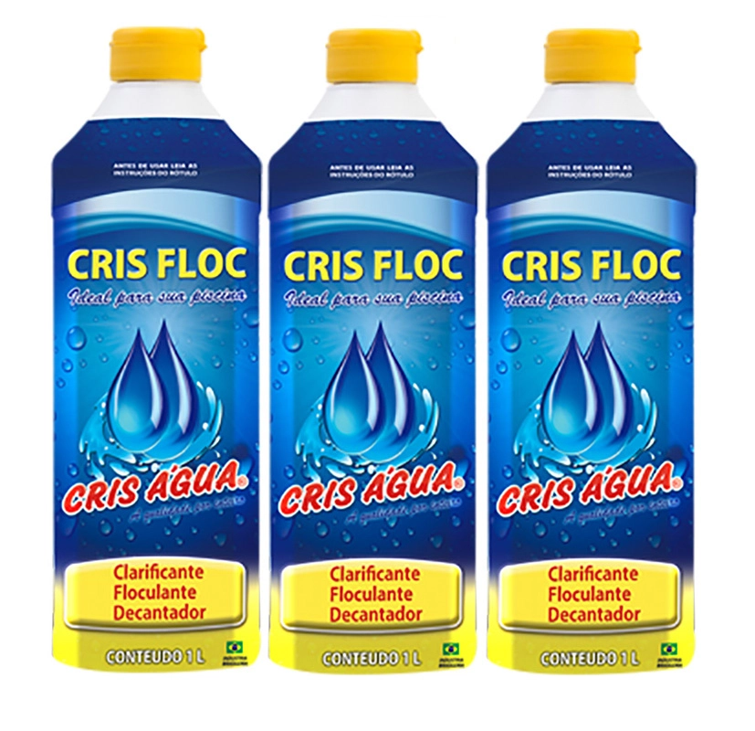 3 Cris Floc Clarificante 1 Litro Cris Água