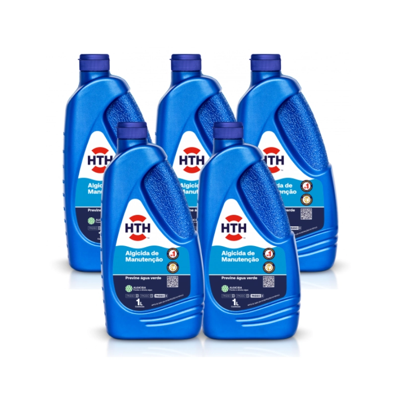 5 Algicida De Manutenção Previne Água Verde 1lt - Hth