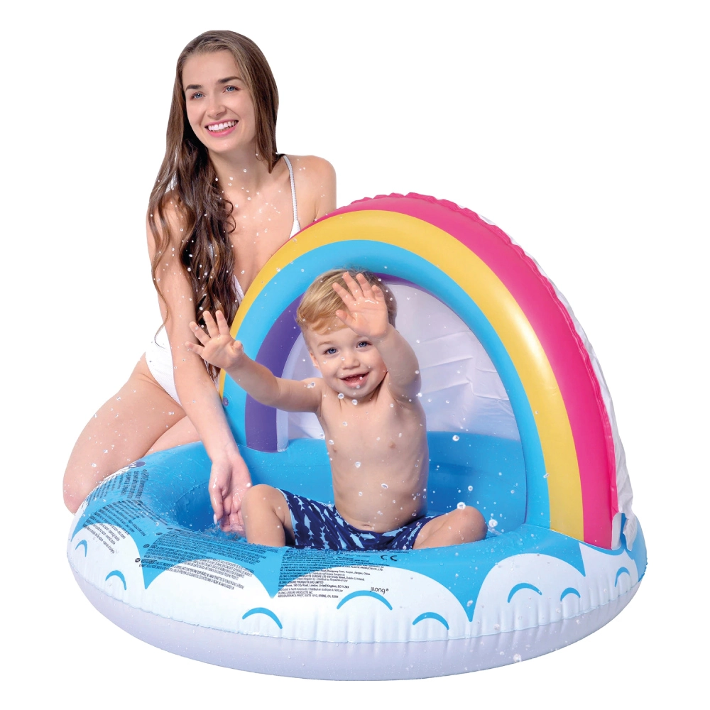 Piscina Inflável Infantil Arco Iris Com Cobertura 40 Litros Jilong