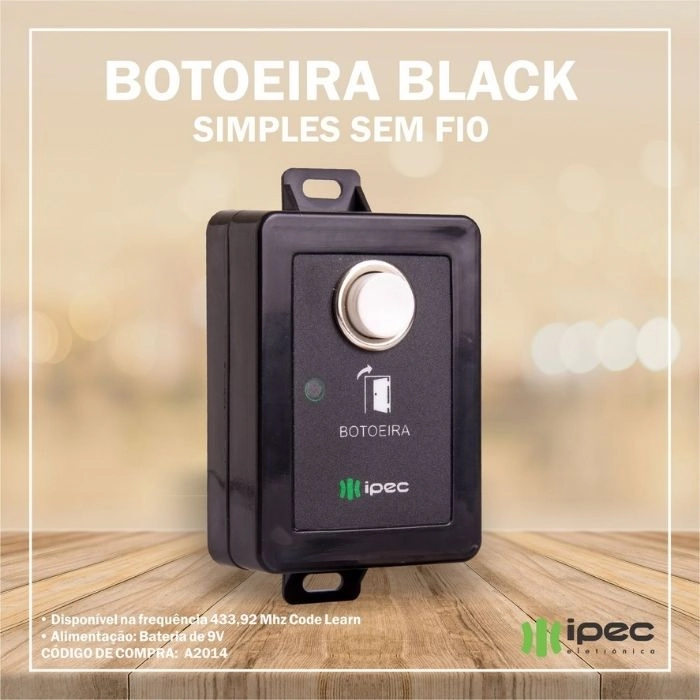 Botoeira Sem Fio Black Ipec