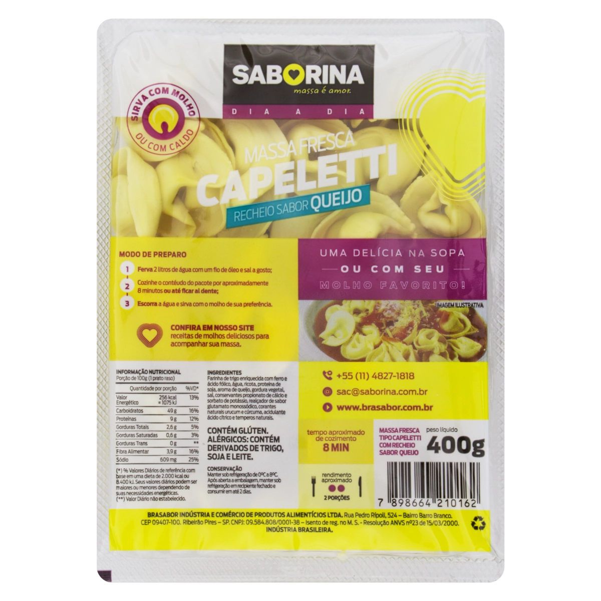 Capeletti Queijo Saborina Bandeja 400g