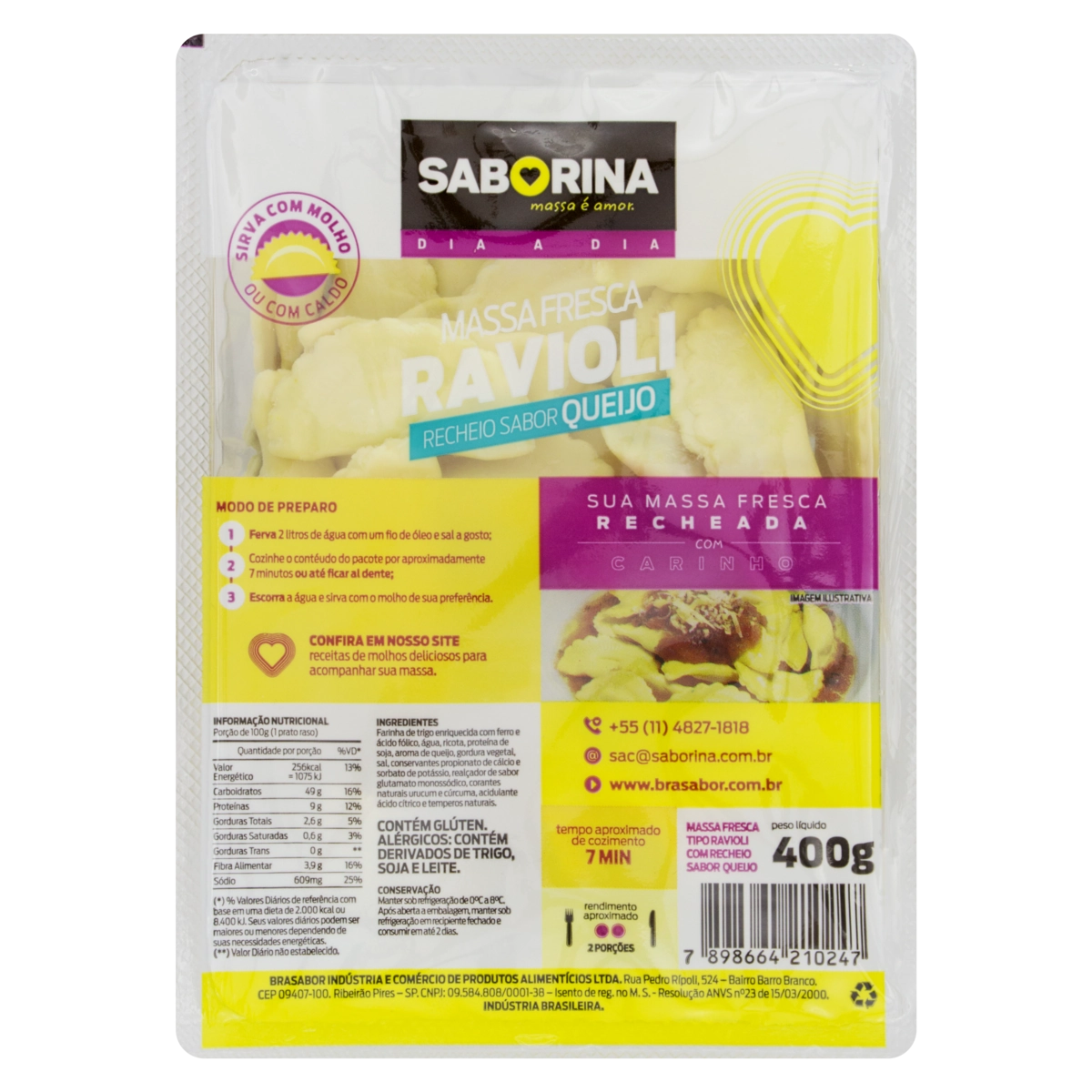 Ravioli Queijo Saborina Bandeja 400g