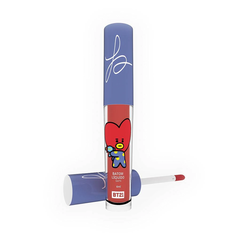 Batom Líquido Laranja Bt21 Rosado Velvet Matte Tata Cor Orange Star