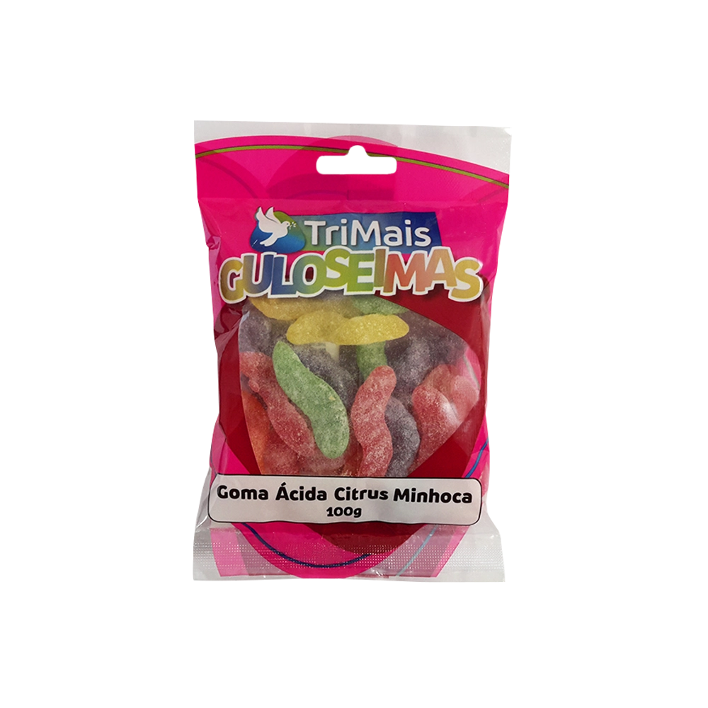 Bala De Goma Minhoca Trimais 100g Acida Citrus