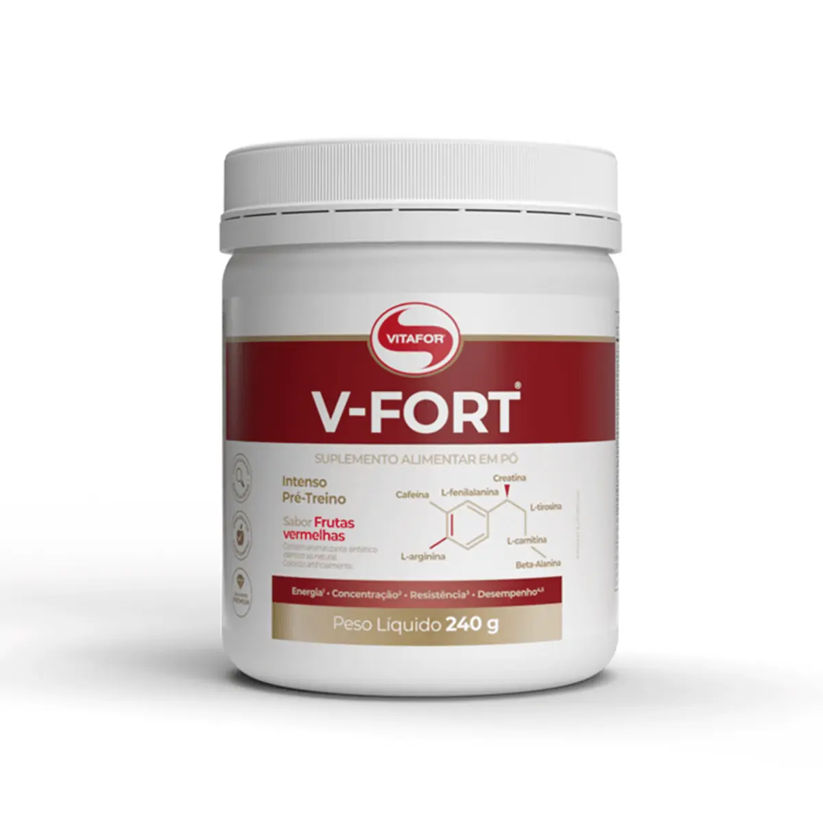 V-Fort Pré-Treino Frutas Vermelhas Vitafor 240g