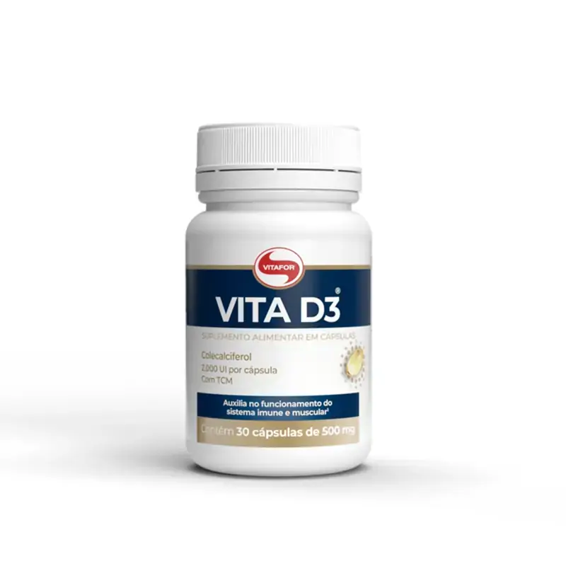 Vita D3 Vitamina D3 2.000UI 500mg Vitafor 30 Cápsulas