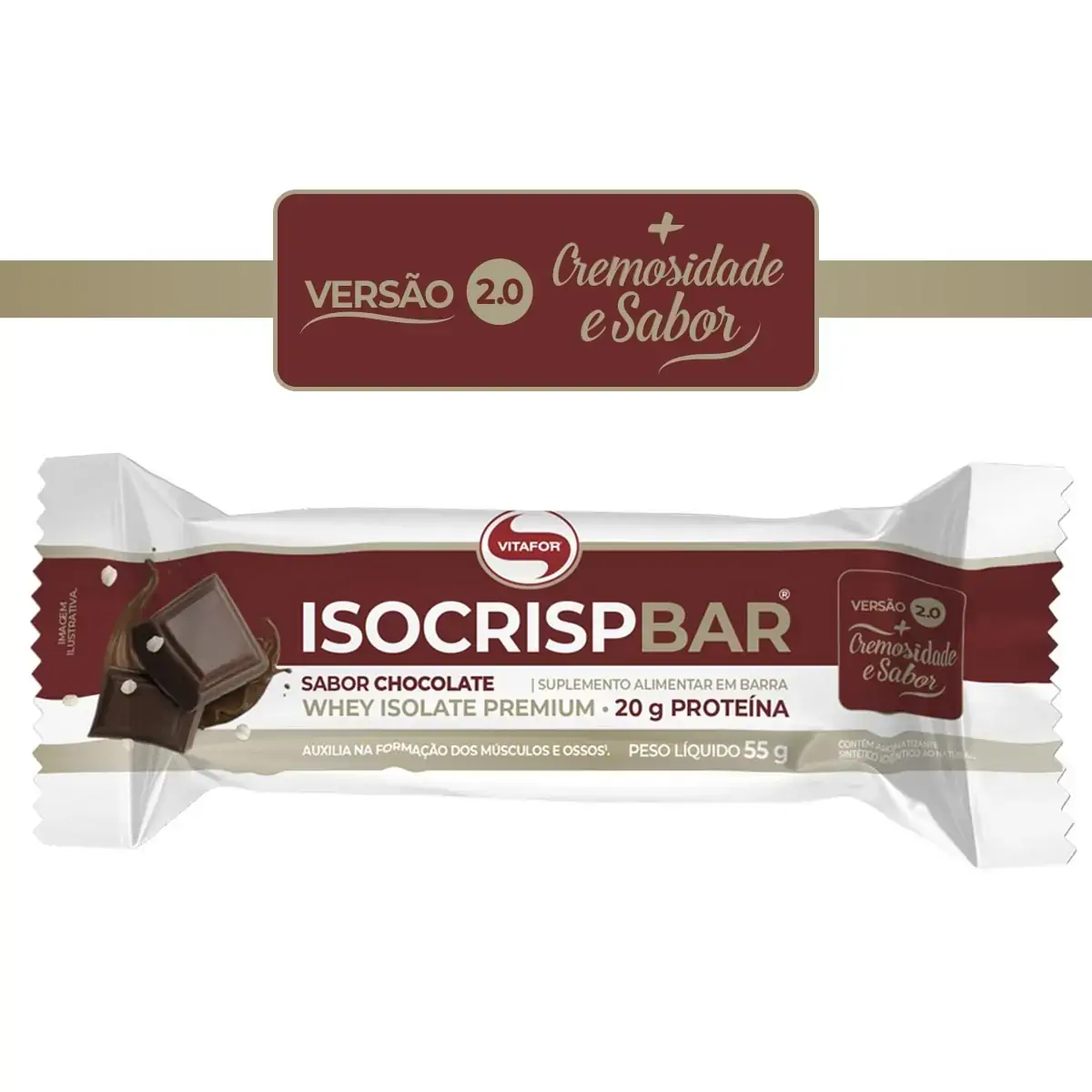 Isocrisp Bar Barra de Proteína Brown Sabor Chocolate Vitafor 55g