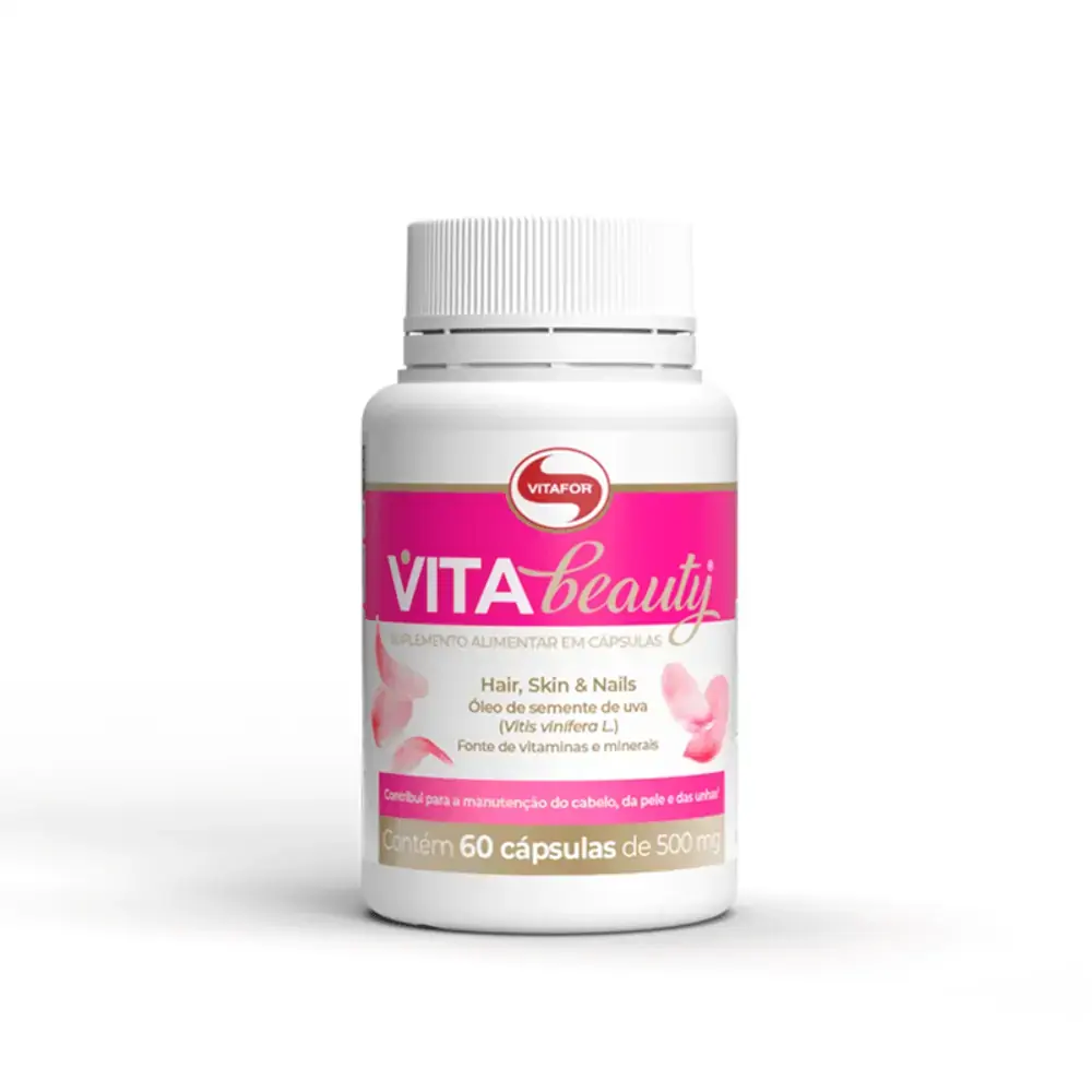 Vita Beauty Vitaminas, Minerais e Óleo de Semente de Uva 500mg Vitafor 60 Cápsulas