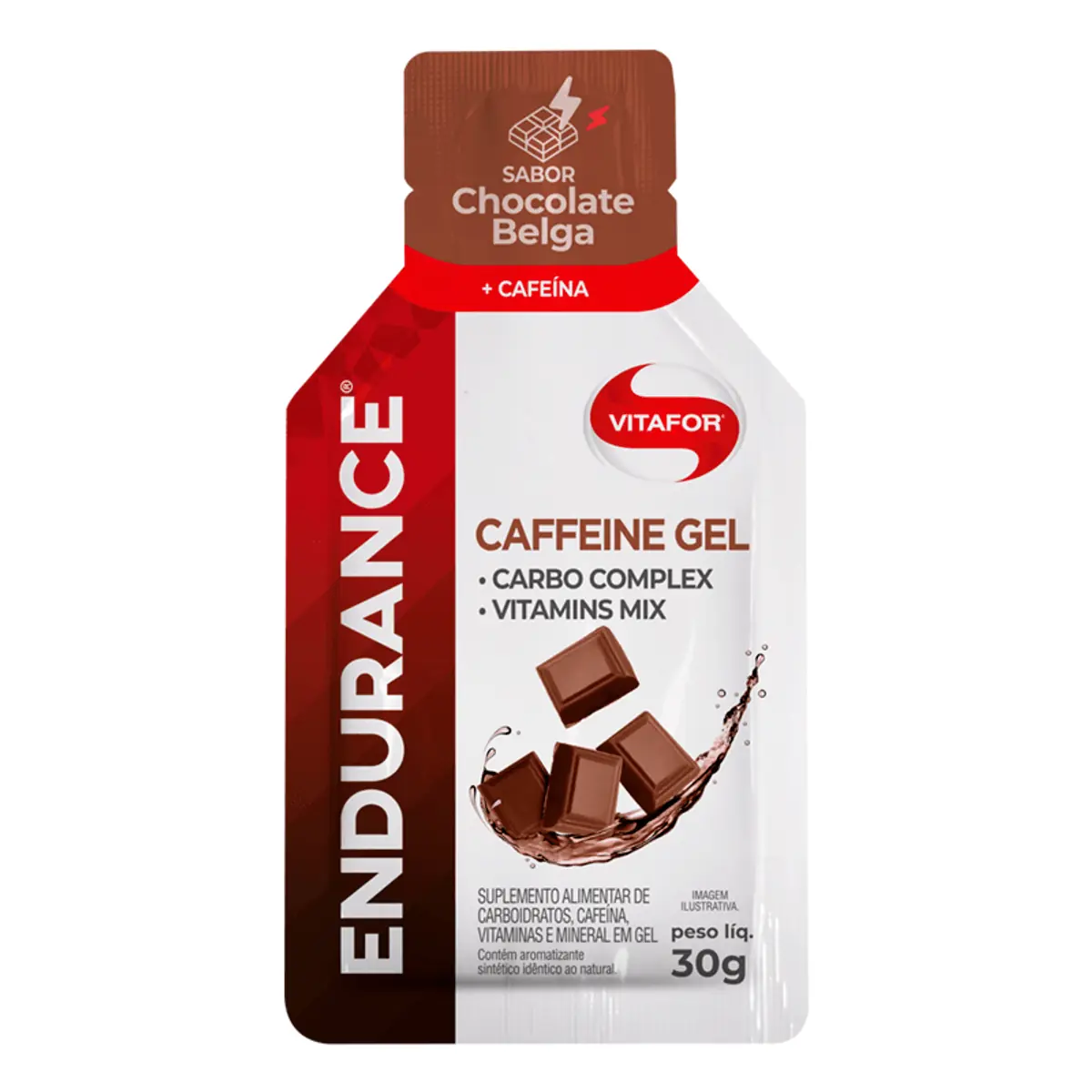 Endurance Caffeine Carboidrato em Gel Brown Chocolate Vitafor 30g