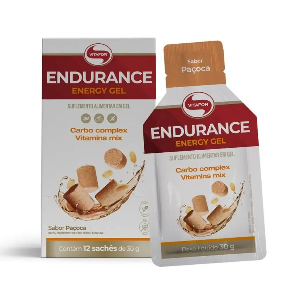 Endurance Energy Carboidrato em Gel Paçoca 30g Vitafor 12 Sachês