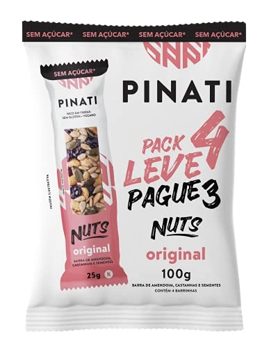 Pack Barra De Nuts Original Super Saúde Pinati Zero Pacote 100g Leve 4 Pague 3 Unidades Embalagem Ec