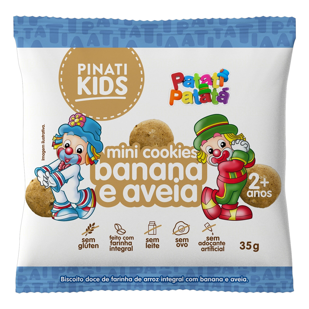 Mini Biscoito Cookie Integral Banana E Aveia Sem Glúten Patati Patatá Super Saúde Pinati Kids Pacote