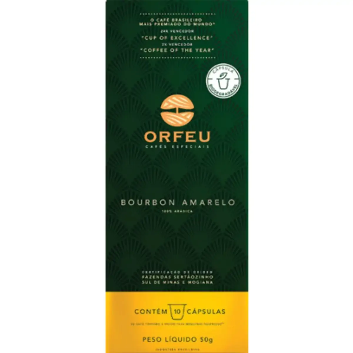 Café Cápsula ORFEU Bourbon Amarelo com 10 Unidades