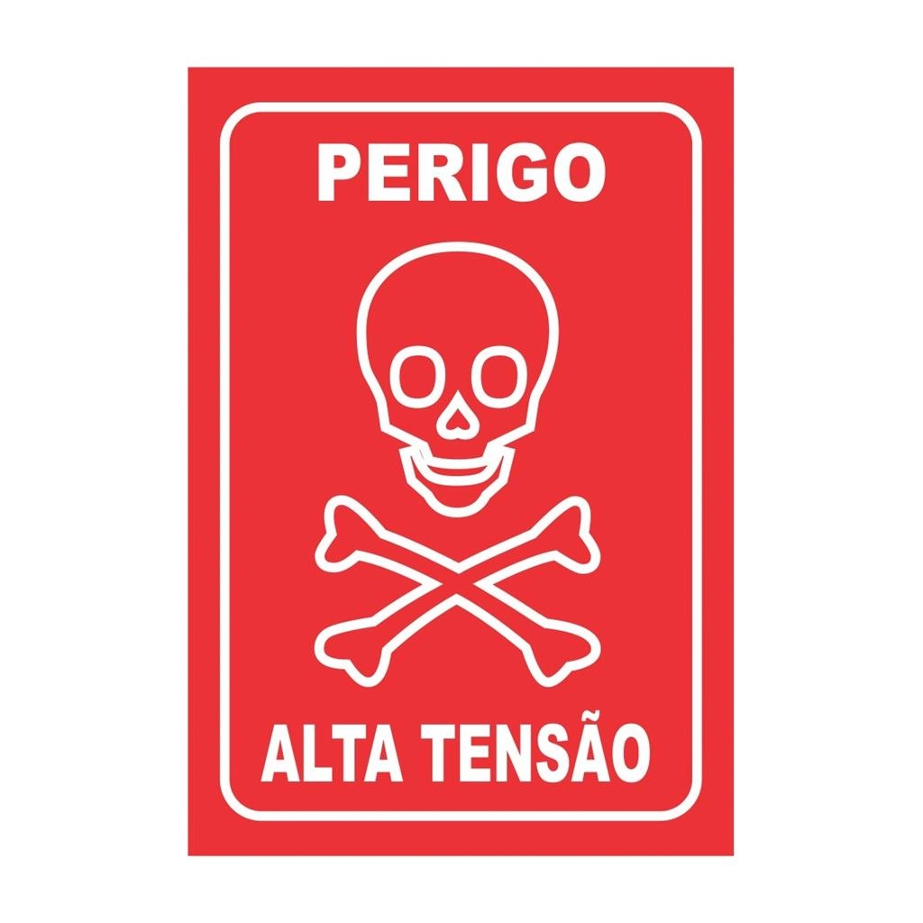 Placa De Aviso Sinalização Perigo Alta Tensão 20cmx14,5cm