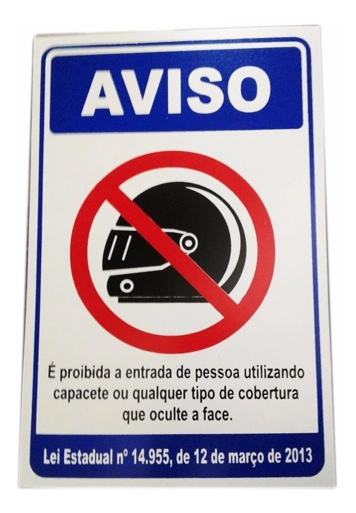 Placa Pvc Proibido Entrada Capacete Auto-adesiva Jaime