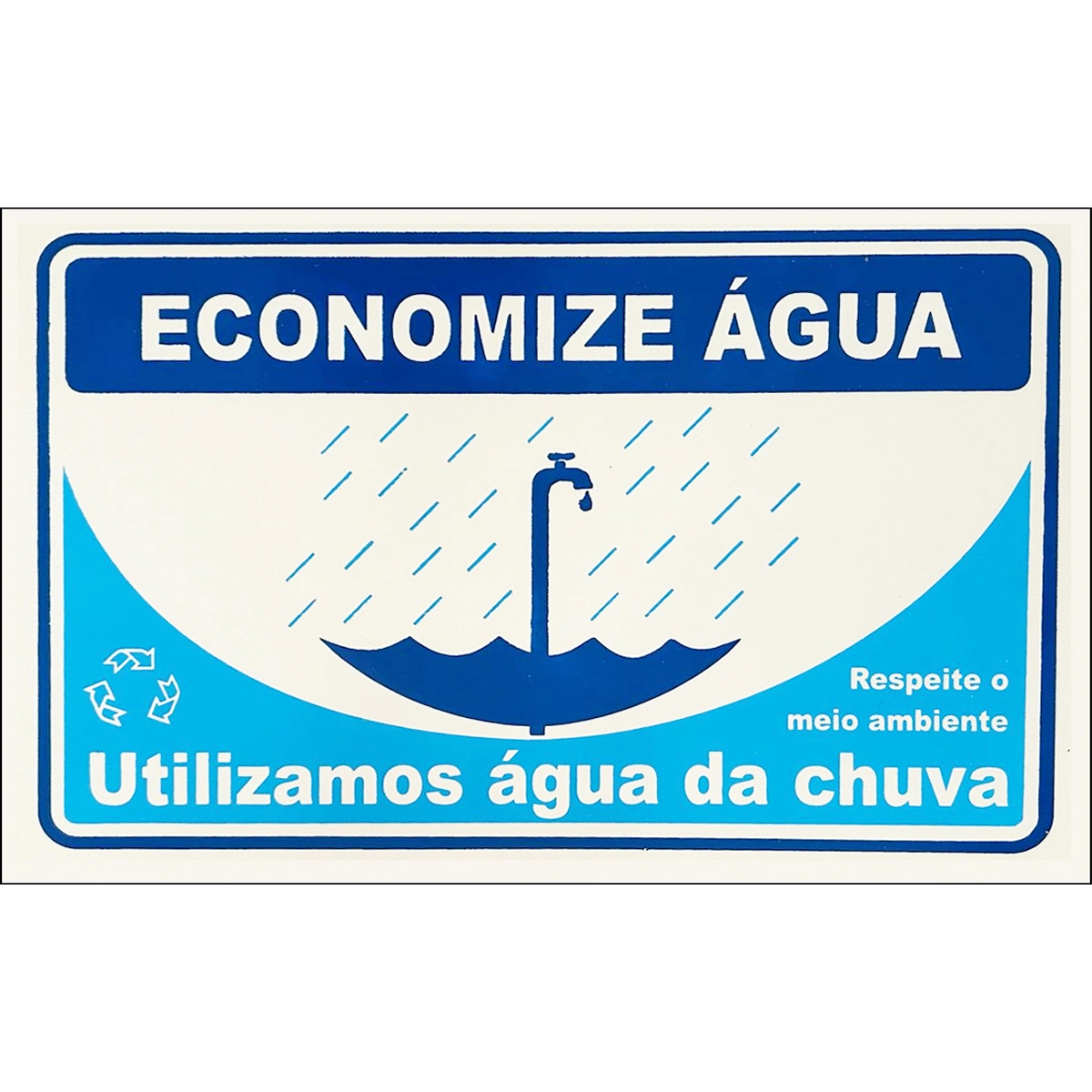 Placa Aviso Sinalização Economize Água 30cmx20cm Pvc