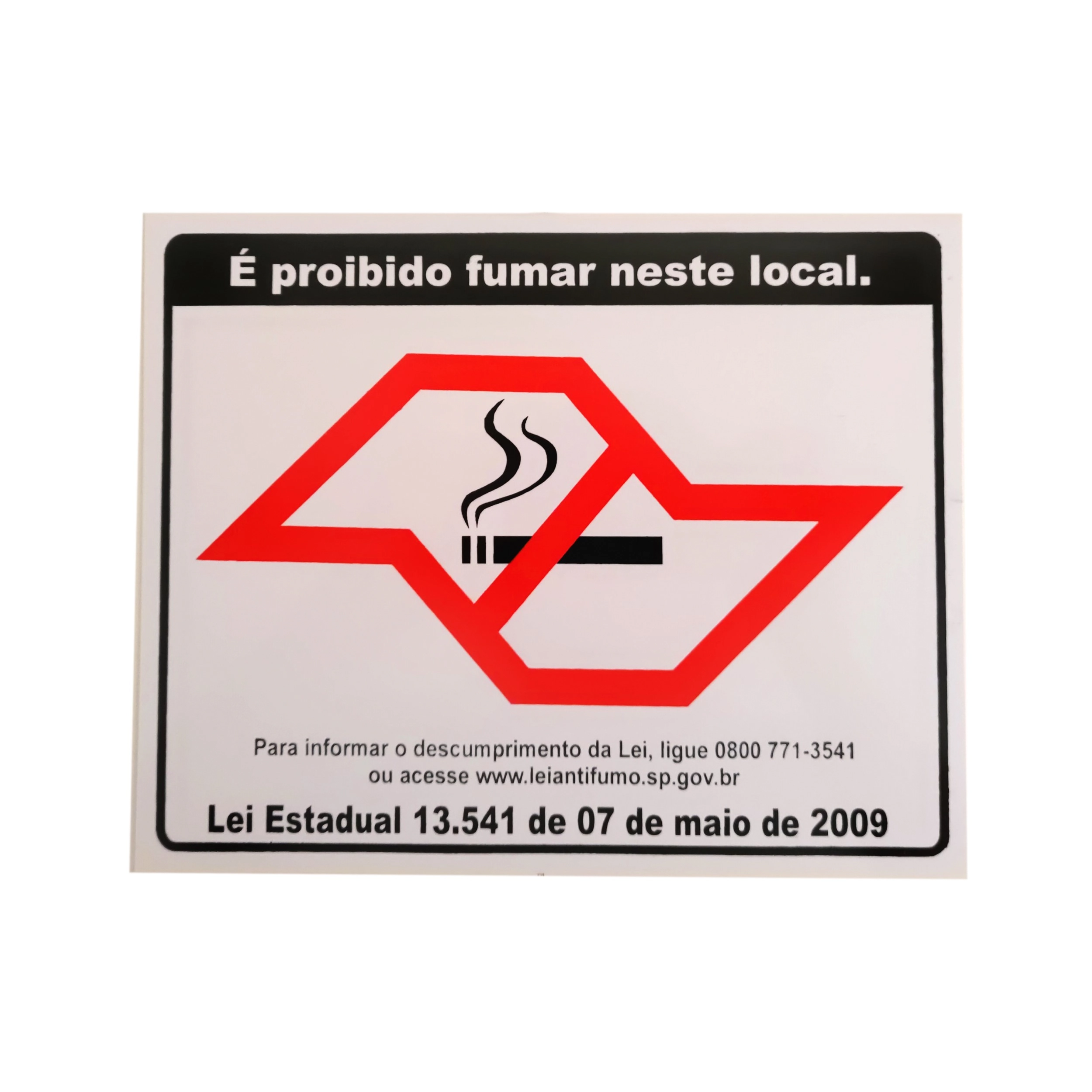 Placa Pvc Sinalização Aviso Lei Proibido Fumar Não Fume