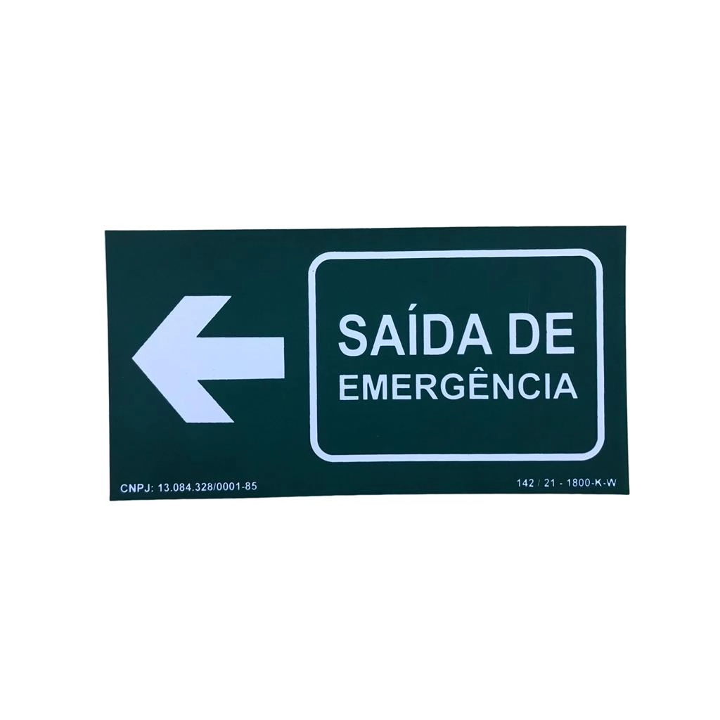 Placa Pvc Fotoluminescente Saída Emergência À Esquerda