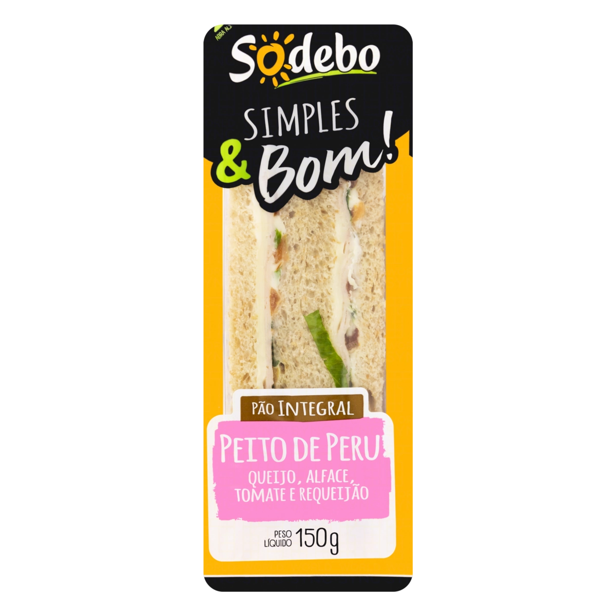 Sanduíche Pão Integral SODEBO Sabor Peito De Peru Pacote 150g
